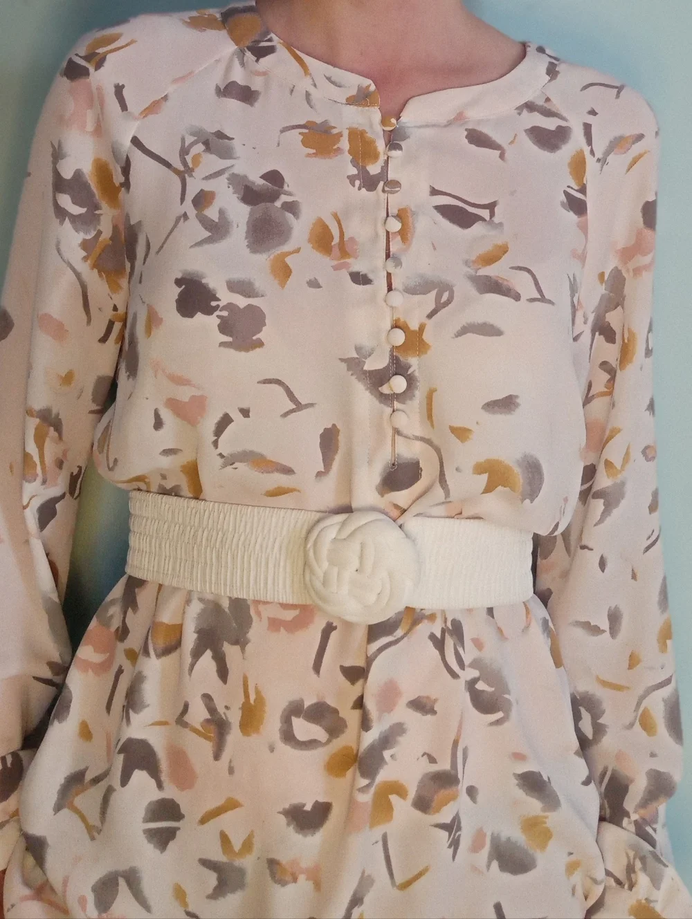 Cynthia Rowley Cream Floral Print Long Sleeve Blouse S - Picture 8 of 11